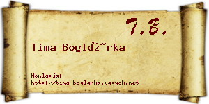 Tima Boglárka névjegykártya